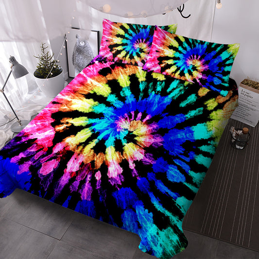 Colorful Tie Dye Duvet Cover Set, Blue Black Bed Set Girls Comforter Cover And Pillow Shams For Women Decor Bedroom
