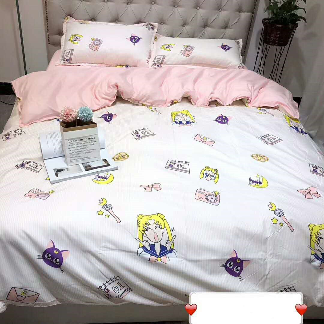 Skin-Friendly Cotton Four-Piece Set Cartoon Student Active Printing Aloe Cotton
