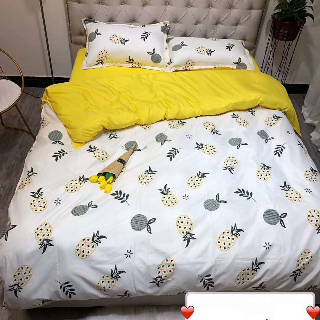Skin-Friendly Cotton Four-Piece Set Cartoon Student Active Printing Aloe Cotton