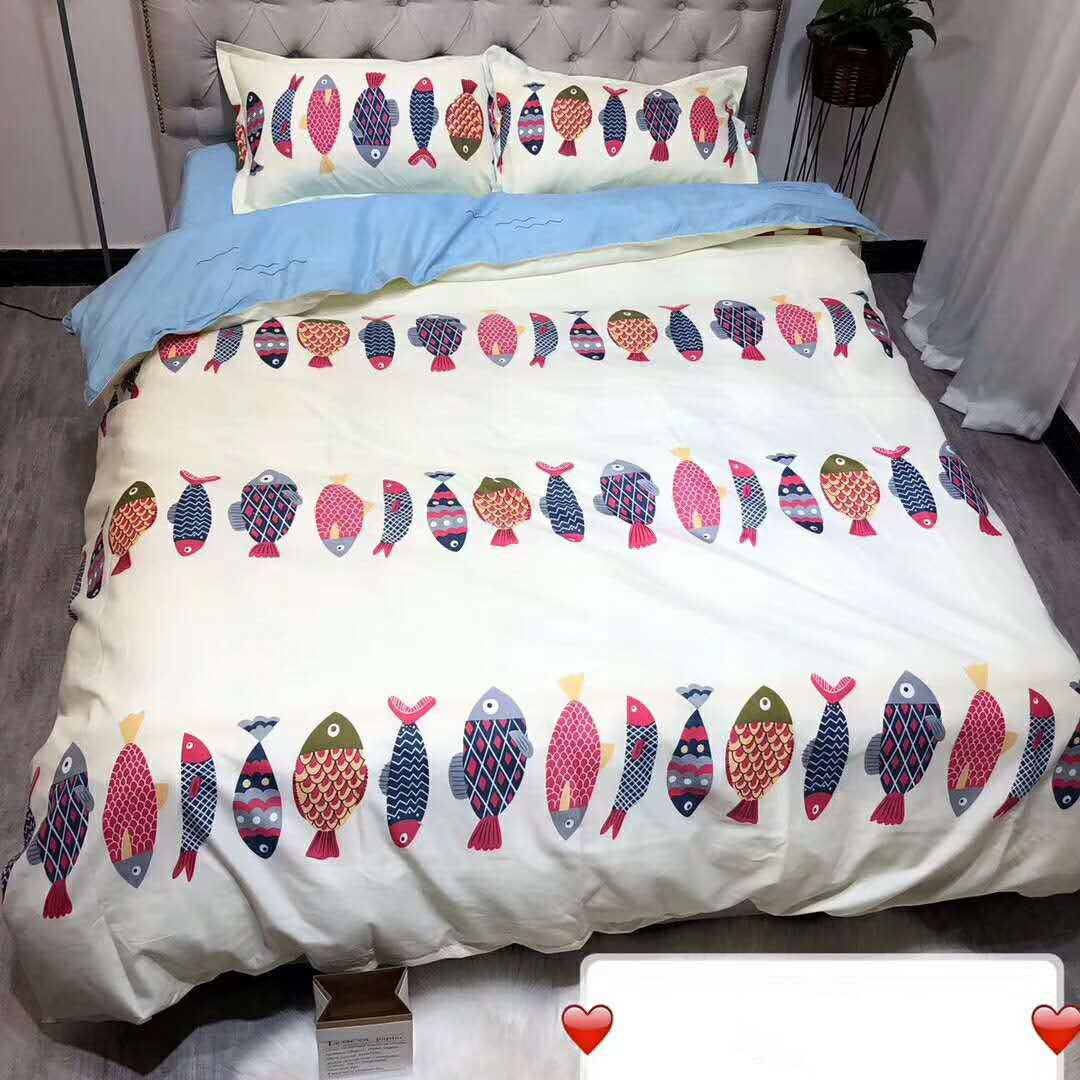 Skin-Friendly Cotton Four-Piece Set Cartoon Student Active Printing Aloe Cotton