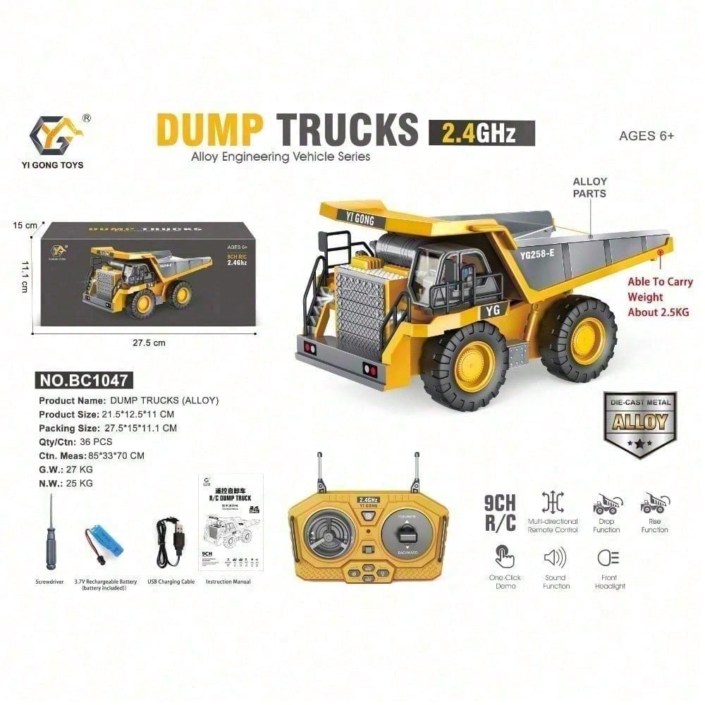 Durable Dump Truck Toy,  Construction Vehicle With Smooth Edges, Encourages Outdoor Play And Teaches Basic Construction Concepts Through Play. Cyber Truck, Excavator Toys, Party Favors For Kids