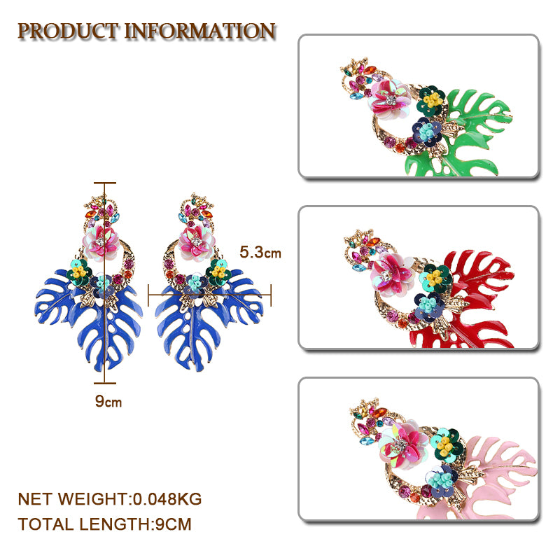 Best lady Fashion Bohemian Wedding Leaf and Flower Drop Earrings