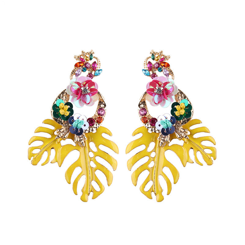 Best lady Fashion Bohemian Wedding Leaf and Flower Drop Earrings