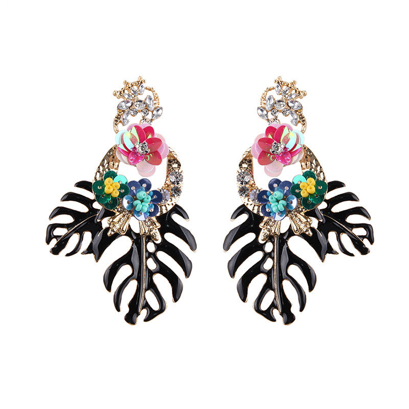Best lady Fashion Bohemian Wedding Leaf and Flower Drop Earrings