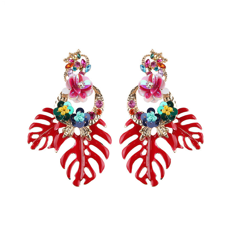 Best lady Fashion Bohemian Wedding Leaf and Flower Drop Earrings