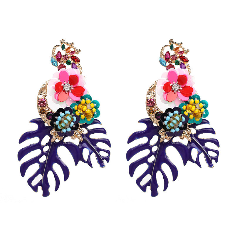 Best lady Fashion Bohemian Wedding Leaf and Flower Drop Earrings
