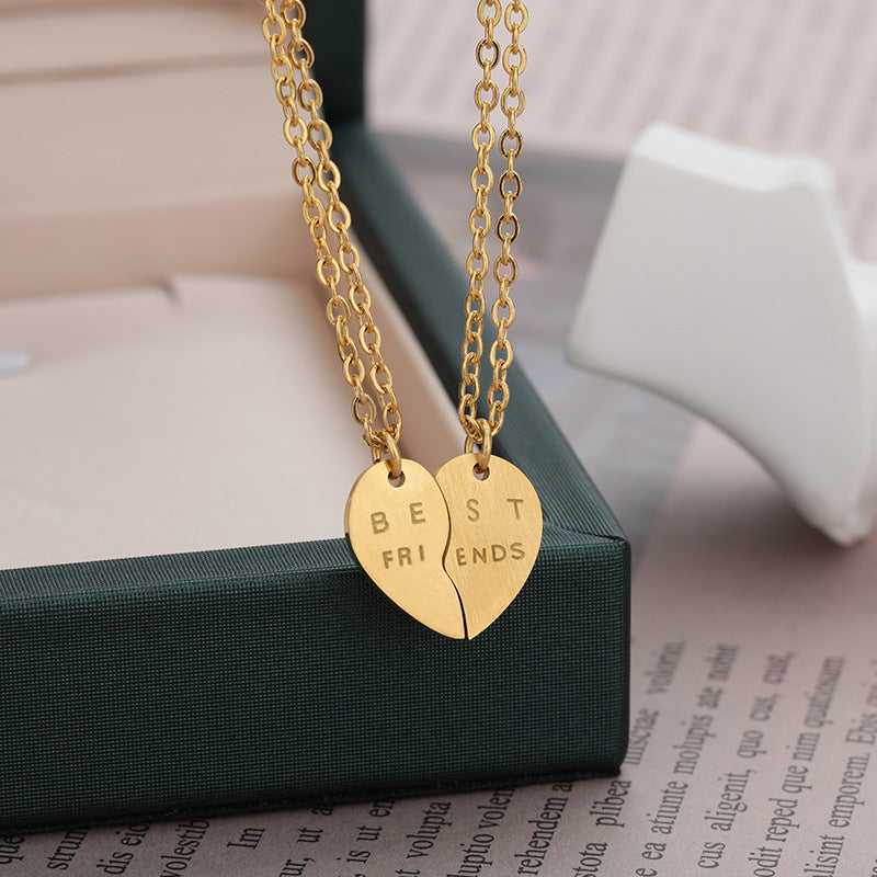 Pendant Best Friend Two Petal Love Stitching Necklace For Girlfriends
