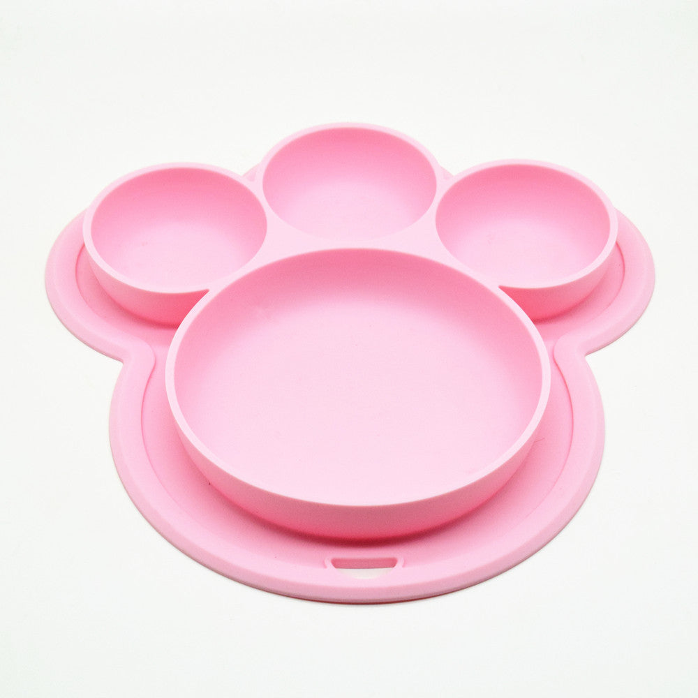 Bear's Paw Children's Plate New Silicone Feeding Tableware With Chassis Hanging Hole Dhildren's Bowl