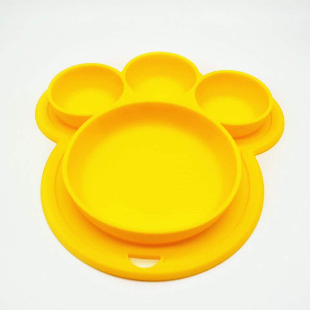 Bear's Paw Children's Plate New Silicone Feeding Tableware With Chassis Hanging Hole Dhildren's Bowl