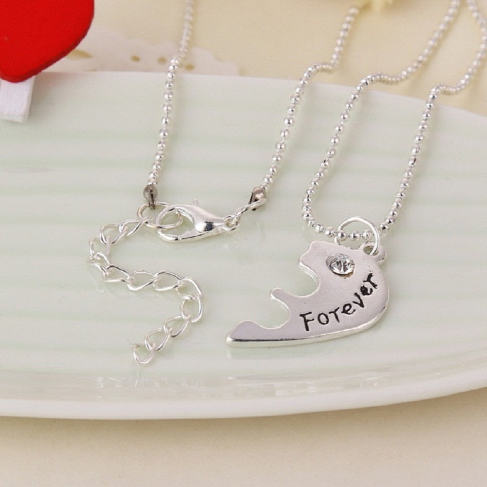 3-petal Heart-shaped BFF Diamond Necklace Best Friends Forever Pendant Good Friends Necklace