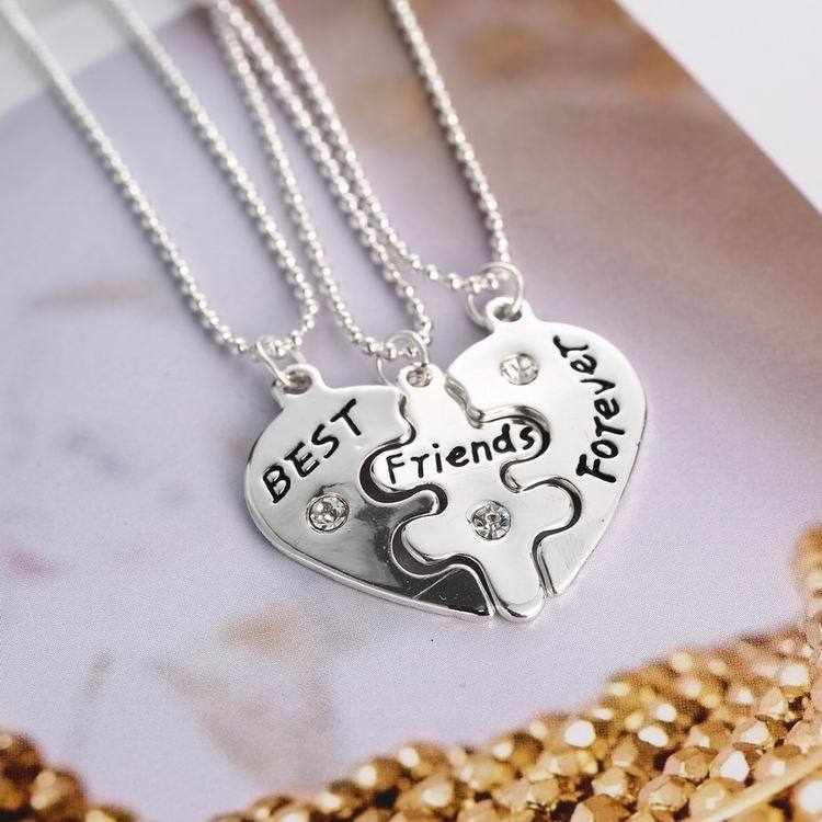 3-petal Heart-shaped BFF Diamond Necklace Best Friends Forever Pendant Good Friends Necklace