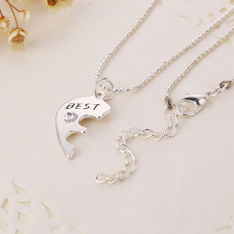 3-petal Heart-shaped BFF Diamond Necklace Best Friends Forever Pendant Good Friends Necklace