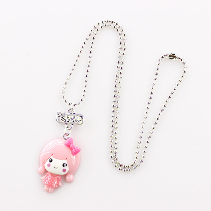 Children Accessories Resin Girl Baby Best Friends Two Sisters Necklace