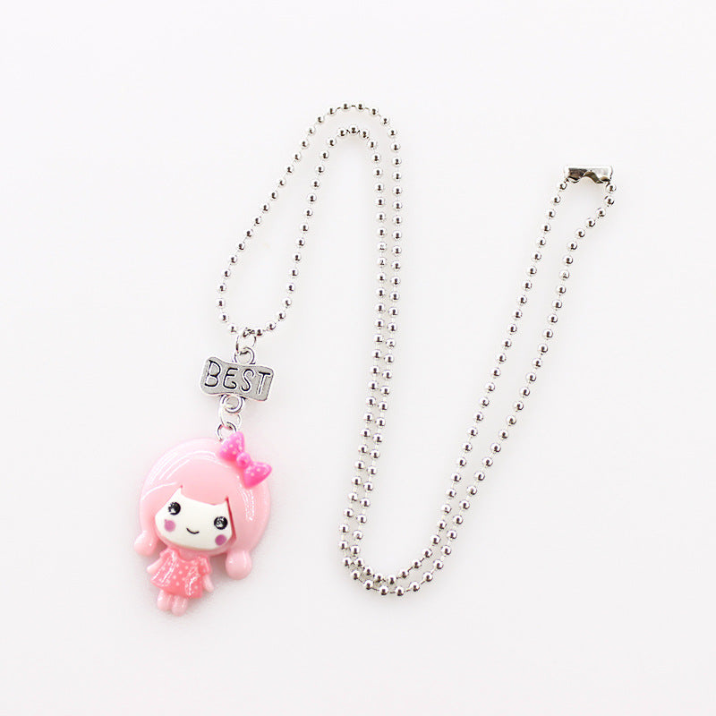Children Accessories Resin Girl Baby Best Friends Two Sisters Necklace