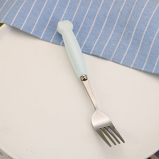 Portable Children'S Creative Cartoon Infant Food Supplement Feeding Stainless Steel Spoon Fork