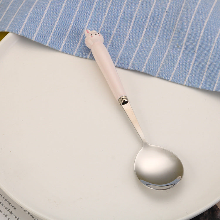 Portable Children'S Creative Cartoon Infant Food Supplement Feeding Stainless Steel Spoon Fork