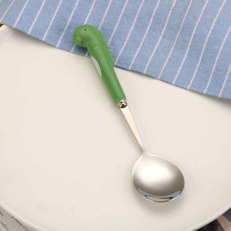 Portable Children'S Creative Cartoon Infant Food Supplement Feeding Stainless Steel Spoon Fork