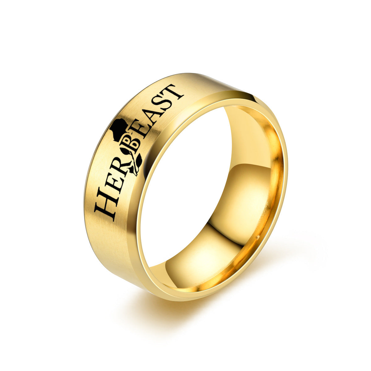 Beauty And Beast Couple Ring Titanium Steel
