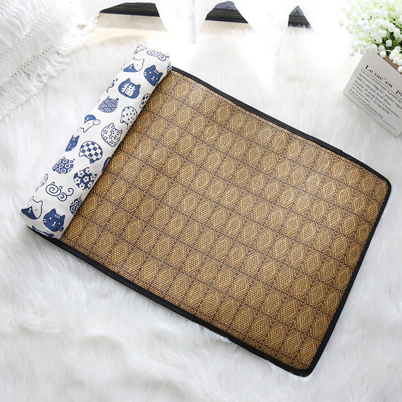 Summer Rattan Pet Mat Pillow Cushion Cooling CatMat Ice Pad