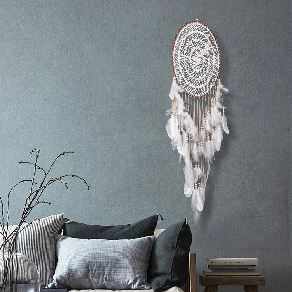 Original 40 Cm Hook Flower Dream Catcher Nordic Feather Hanging Art Gift Creative Best Friend Dream Catcher Gift