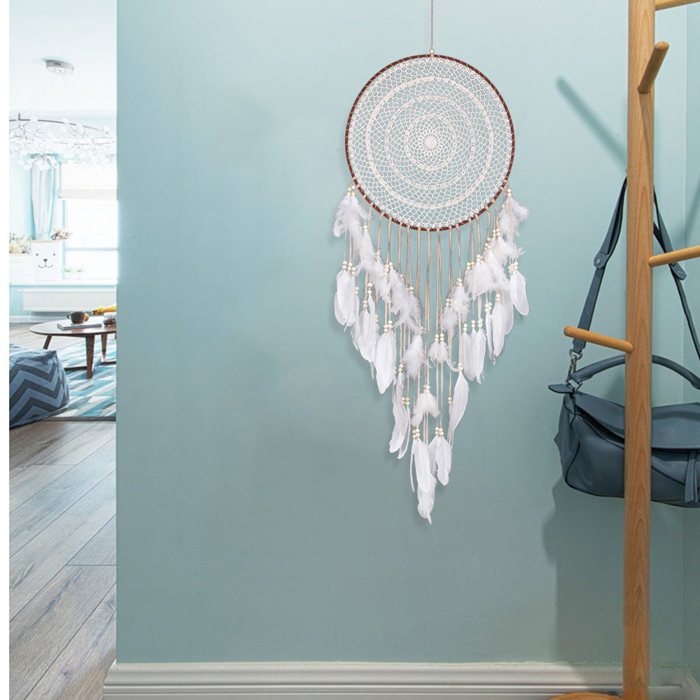 Original 40 Cm Hook Flower Dream Catcher Nordic Feather Hanging Art Gift Creative Best Friend Dream Catcher Gift