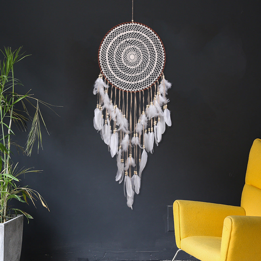 Original 40 Cm Hook Flower Dream Catcher Nordic Feather Hanging Art Gift Creative Best Friend Dream Catcher Gift