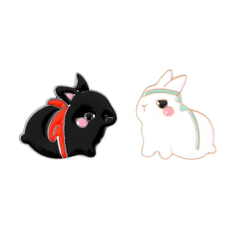 Black And White Rabbit Pin Bag, Clothing Lapel Pin, Button Badge, Cartoon, Jewelry, Gifts For Best Friends