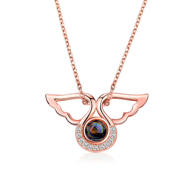 Best Selling  Languages I Love You Necklace Little Angel Projection Necklace Clavicle Chain Net Celebrity Vibrato With The Same Jewelry