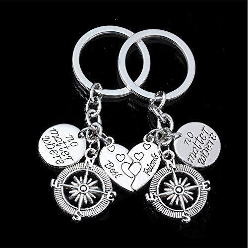 Amazon No Matter Where Compass Best Friends Combination Keychain