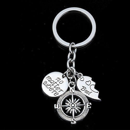 Amazon No Matter Where Compass Best Friends Combination Keychain