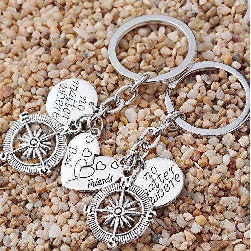 Amazon No Matter Where Compass Best Friends Combination Keychain