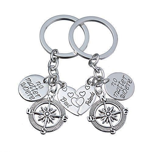 Amazon No Matter Where Compass Best Friends Combination Keychain
