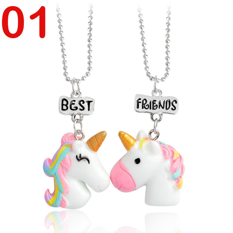European And American Creative Best Friend Unicorn Necklace