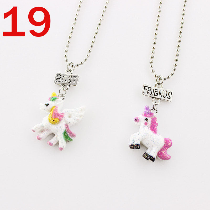 European And American Creative Best Friend Unicorn Necklace
