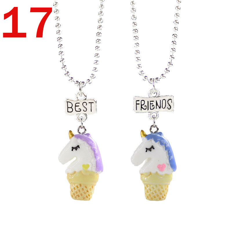 European And American Creative Best Friend Unicorn Necklace