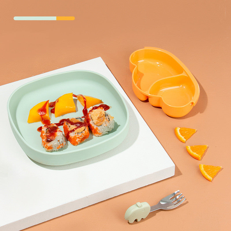 Ins Portable Silicone Sucker Plate Food Self Feeding For Kids Children Stratification Deformable Tableware Dishes Creative Gift