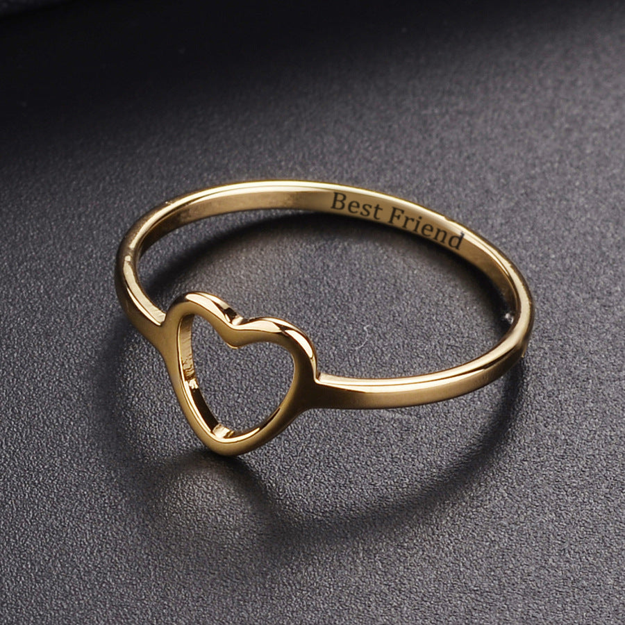 Love Heart-shaped Best Friend Stainless Steel Ring