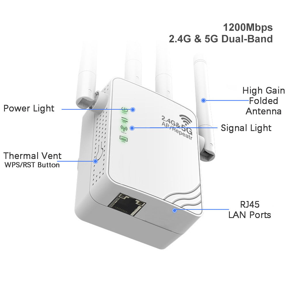 300Mbps 1200Mbps WiFi Repeater, 2.4GHz 2.4GHz&5GHz, Single-Band Dual-Band WiFi Extender Booster, 4 Antenna, AP Repeater Mode, For Home And Office, Anyroom, White Black Pink Yellow, Christmas Gifts