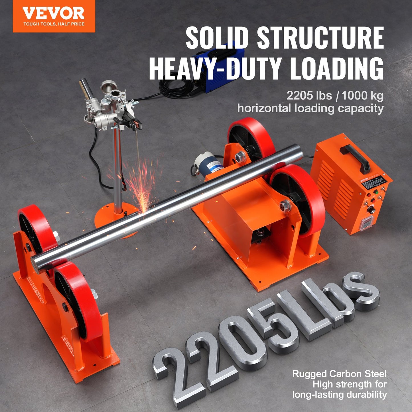 110V Turning Rolls Linkage Roller, 1000KG/2205LBS Loading Welding Turning Roll, 25-1400mm Diameter, 80-1600 Mm/min Rotary Welding Positioner & Welding Torch Stand For Welding Equipment Support