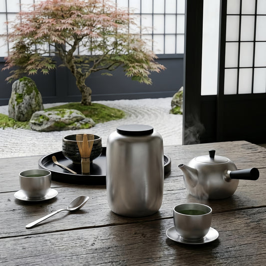 925 Sterling Silver Modern Metallic Cylinder with Sleek  Finish and Black Lid-Premium Tea Barrel - Handicraft