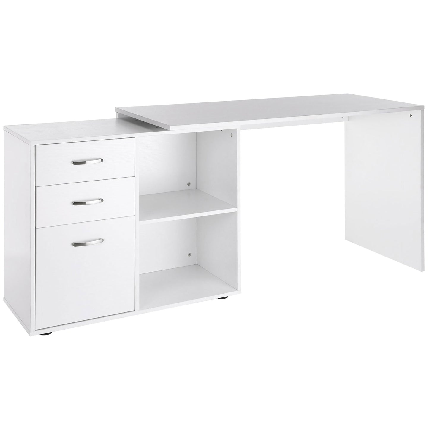 L Shaped Computer Desk, Reversible Home Office Desk With Drawers, File Cabinet And Storage Shelves, Study Table, 117 X 83.5 X 76cm, White