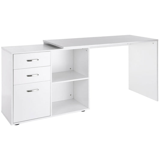 L Shaped Computer Desk, Reversible Home Office Desk With Drawers, File Cabinet And Storage Shelves, Study Table, 117 X 83.5 X 76cm, White
