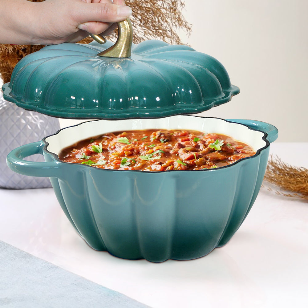 Pumpkin Enameled Cast Iron Dutch Oven With Lid, 4.5 QT Dual Handles And Heavy Duty Pot, Oven Safe Up To 500 For Bread Baking, Braising, Cooking And Family Gifts