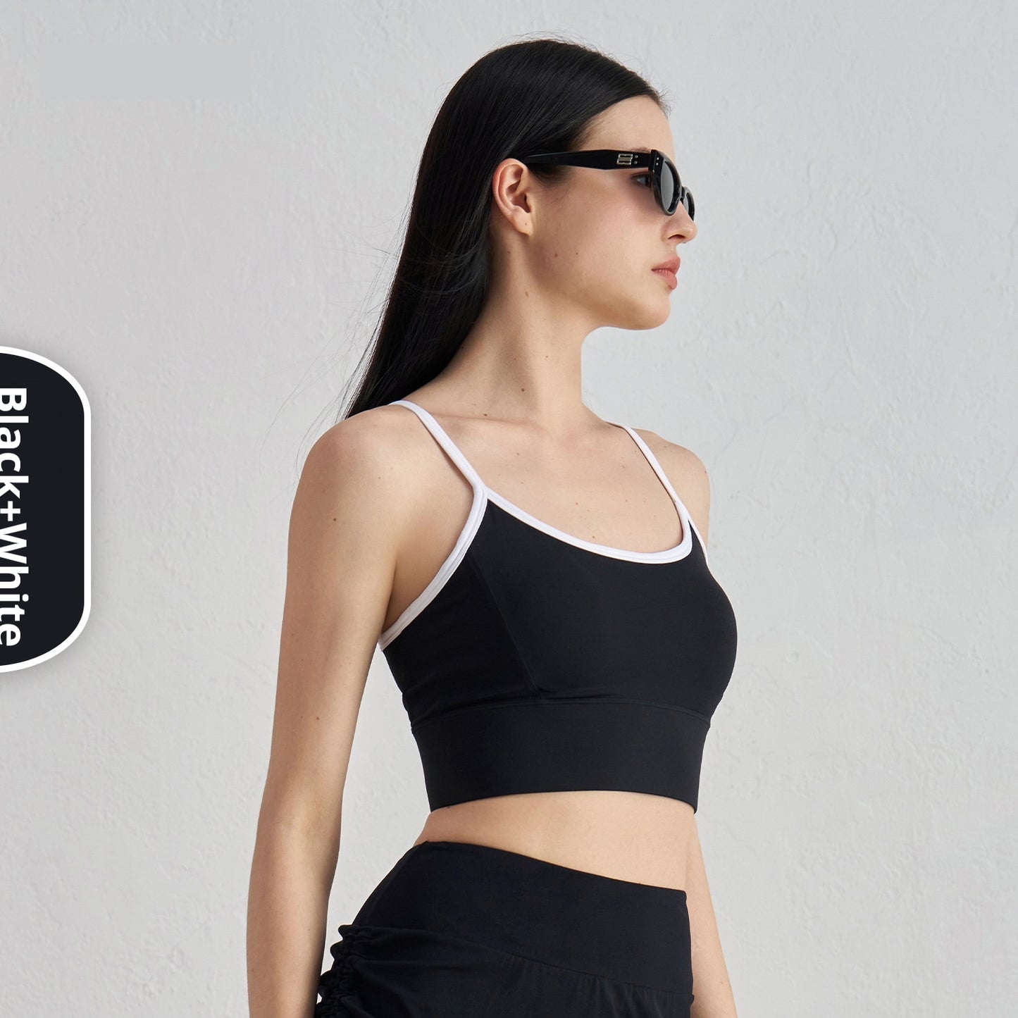 Youth Color Contrast Patchwork Short Sports Vest Push-up Beauty Back Yoga Underwear