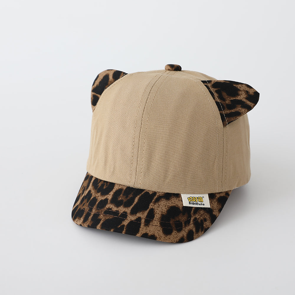 Korean Version Children's Patchwork Leopard Print Brimmed Adjustable Trendy Baseball Cap, Suitable For Outdoor Travel And Entertainment.