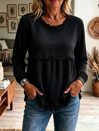 Casual Fashion Loose Top With Lace Splicing For Women