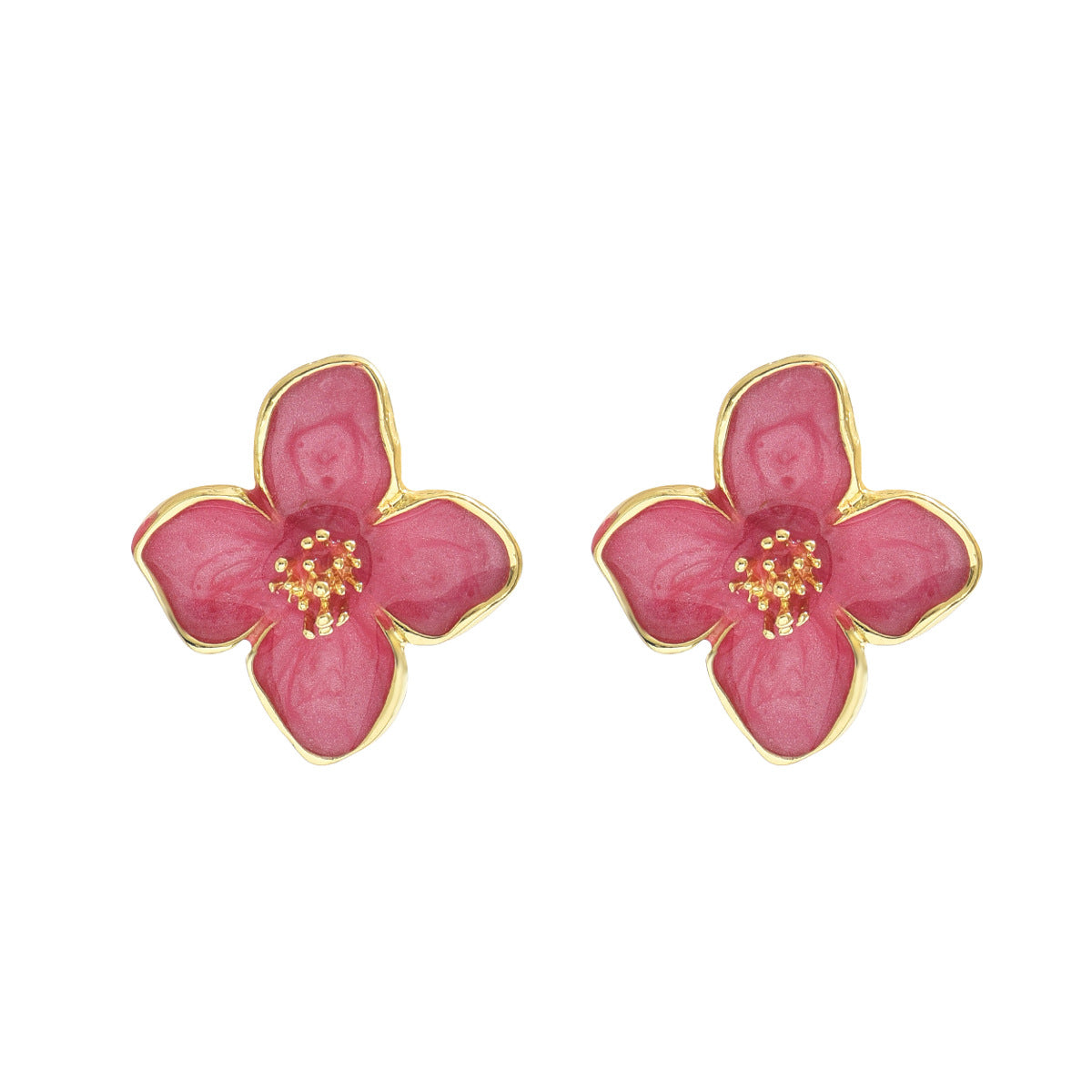 Ins Japanese KoreanPure Sweet Women Earrings, Luxury Floral Oil Drip Design Stud Earrings, Niche Daily Fashion Ear Jewelry For Ladies