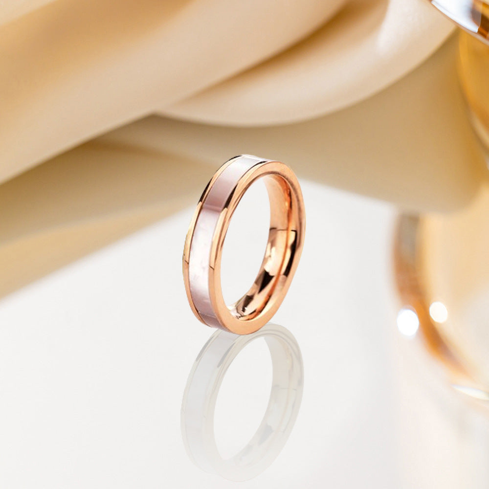 Cross-border Best-selling Titanium Steel White Mother-of-pearl Ring For Women