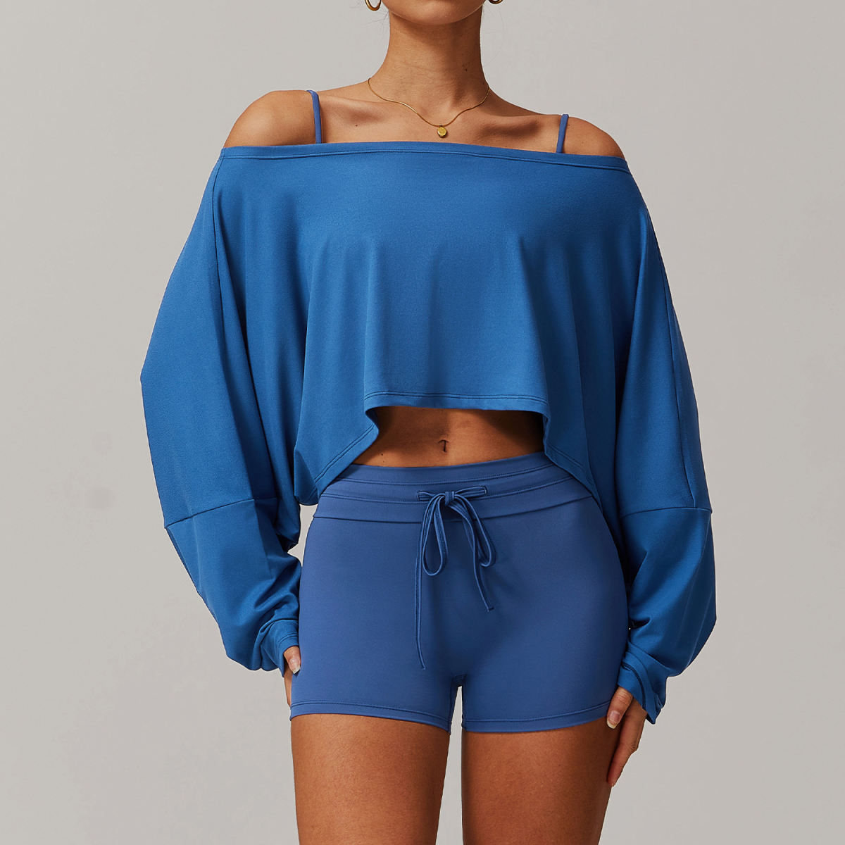 Tight Brushed Yoga Suit Off-shoulder Short Casual All-matching