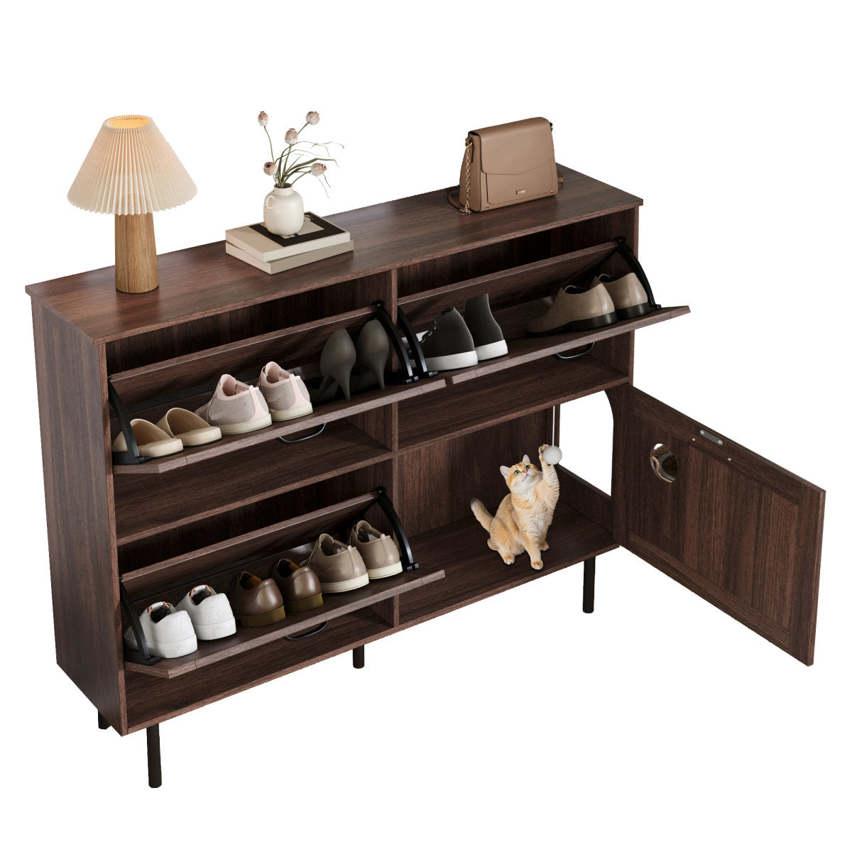 Narrow Shoe Cabinet With 3 Flaps, With Shelf For Pet Toys, Shoe Rack, Shoe Rack, For Use In The Hallway.